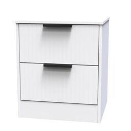 Imola Ready Assembled White No Effect 2 Drawer Wide Bedside Chest (H)521mm (W)450mm (D)395mm - thumbnail 2