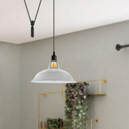Ledsone White Barn Pendant Ceiling Light E27 Adjustable Cable 60W - thumbnail 2