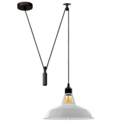Ledsone White Barn Pendant Ceiling Light E27 Adjustable Cable 60W - thumbnail 1