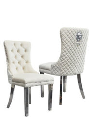 Groundlevel Set Of 2 Plush Velvet Dining Chairs With Lion Head Knocker - thumbnail 2