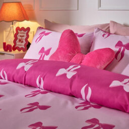 Ohs Bows Microfibre Reversible Bedding Set Duvet Cover With Pillowcase, Pink - King - thumbnail 3