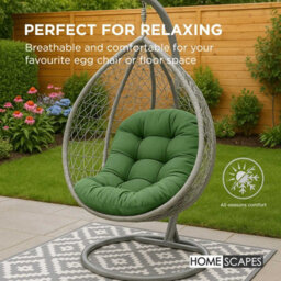 Homescapes Hanging Swing Chair Cushions For Garden, Outdoor Egg Chair Seat Pad Cushions, Olive Green, 80 X 120 Cm - thumbnail 4