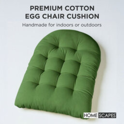 Homescapes Hanging Swing Chair Cushions For Garden, Outdoor Egg Chair Seat Pad Cushions, Olive Green, 80 X 120 Cm - thumbnail 2