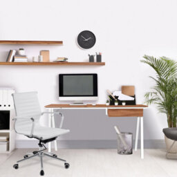 RB UK Nautilus Designs Walnut Computer Desk With White Frame & Suspended Underdesk Drawer - thumbnail 4