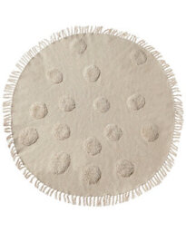 Wyld And Coco Round Beige Cotton Area Rug 140Cm With Decorative Tassels - thumbnail 1