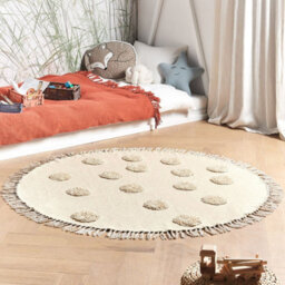 Wyld And Coco Round Beige Cotton Area Rug 140Cm With Decorative Tassels - thumbnail 2