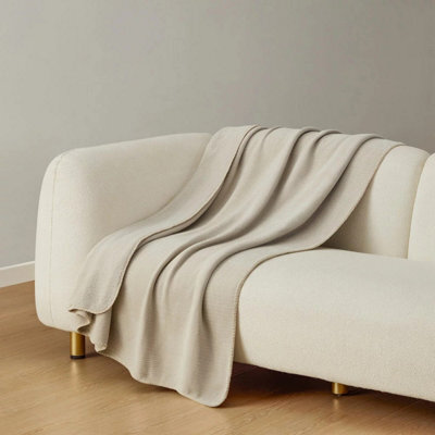 Xample Casual Living Soft Chenille Throw Blanket, Cream, 127 X 178 Cm, Ultra-Soft Ribbed Chenille, Sherpa Reverse, Cozy Sofa Blanket - image 1