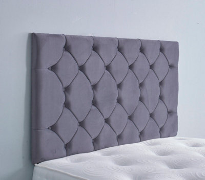 "Adore Designs Colchester Plush Velvet 3Ft Single 36"" Headboard - Grey"