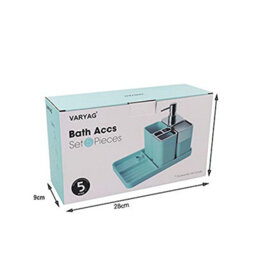 London Boutique Bathroom Accessory 5 Pieces Set Toothbrush Holder Tumbler Soap Dispenser Cotton Box Organizing Tray - thumbnail 2