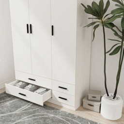 Urbn-Living Urbnliving 180Cm Height White 3 Door 4 Drawer Wardrobe Storage Shelf Modern Bedroom Furniture - thumbnail 2
