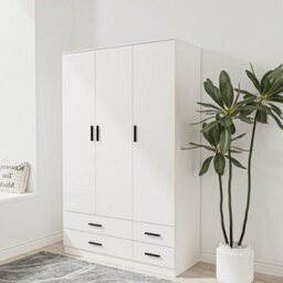 Urbn-Living Urbnliving 180Cm Height White 3 Door 4 Drawer Wardrobe Storage Shelf Modern Bedroom Furniture - thumbnail 1