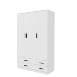 Urbn-Living Urbnliving 180Cm Height White 3 Door 4 Drawer Wardrobe Storage Shelf Modern Bedroom Furniture - thumbnail 6