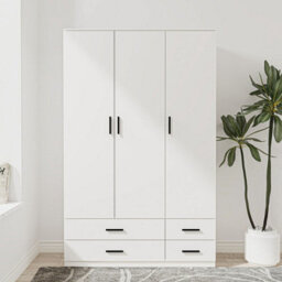 Urbn-Living Urbnliving 180Cm Height White 3 Door 4 Drawer Wardrobe Storage Shelf Modern Bedroom Furniture - thumbnail 4