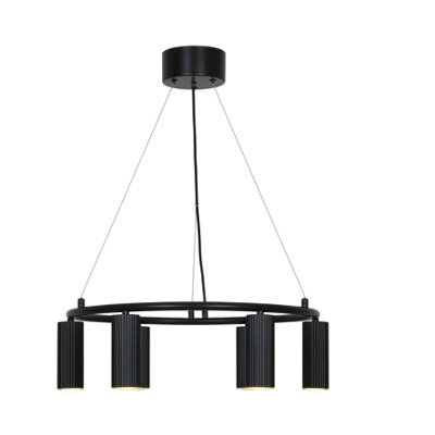 Nordlux Vico Aluminium Pendant Light Ribbed Black,mains - image 1