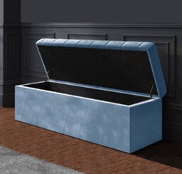137Cm Sd Ottoman Storage Box, Duck Egg Velvet Upholstered Chesterfield Storage Ottoman Box - thumbnail 2