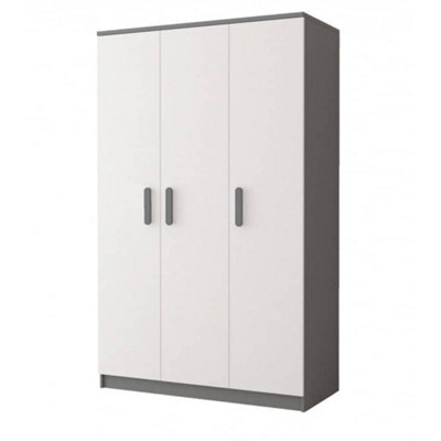 Arte Smyk Ii 19 Grey Carcass White Front Hinged Wardrobe 1200mm H1930mm D500mm With Sophisticated Grey Handles - image 1