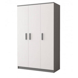 Arte Smyk Ii 19 Grey Carcass White Front Hinged Wardrobe 1200mm H1930mm D500mm With Sophisticated Grey Handles - thumbnail 1