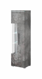 Arte Stylish Schiefer India 06 Tall Display Cabinet, Right Door, Glass & Wood Shelves, Optional Led, H1600mm W450mm D350mm - thumbnail 1