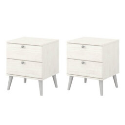 Core Products Set Of 2 Augusta Curve 2 Drawer Bedside Cabinets, White Wax Pine, Rounded Edges - thumbnail 1