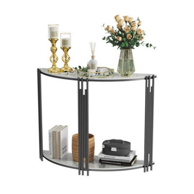 Modern Semi-Circle Console Side Table With Marble Top - image 1