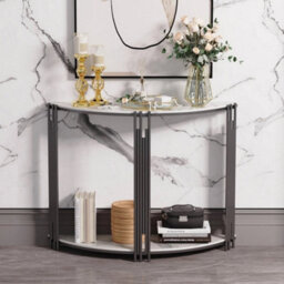 Modern Semi-Circle Console Side Table With Marble Top - thumbnail 5