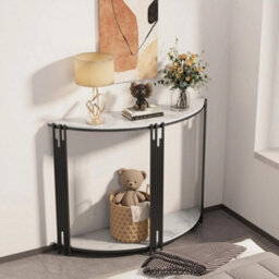 Modern Semi-Circle Console Side Table With Marble Top - thumbnail 6