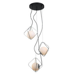 Luminosa Lighting Luminosa Modern Hanging Pendant Chrome, Black 3 Light With White Shade, E27 Dimmable