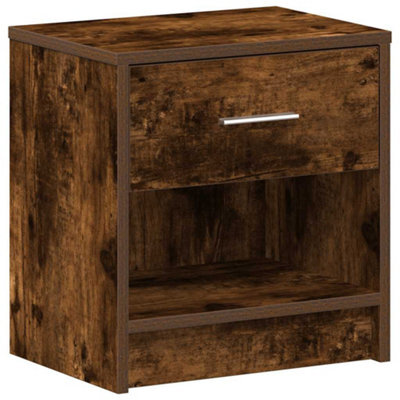 Berkfield Durable Bedside Cabinet With Drawer Smoked Oak 39X28X41 Cm - image 1