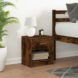 Berkfield Durable Bedside Cabinet With Drawer Smoked Oak 39X28X41 Cm - thumbnail 2