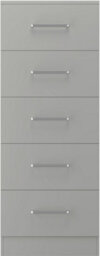 Seconique Dakota 5 Drawer Narrow Chest Of Drawers Light Grey - thumbnail 8
