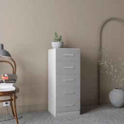 Seconique Dakota 5 Drawer Narrow Chest Of Drawers Light Grey - thumbnail 9