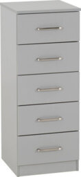 Seconique Dakota 5 Drawer Narrow Chest Of Drawers Light Grey - thumbnail 2