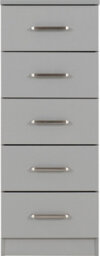 Seconique Dakota 5 Drawer Narrow Chest Of Drawers Light Grey - thumbnail 3
