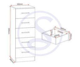 Seconique Dakota 5 Drawer Narrow Chest Of Drawers Light Grey - thumbnail 4