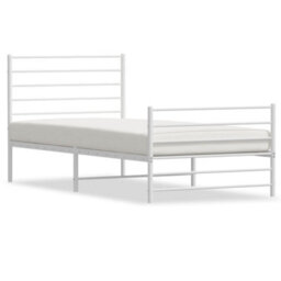 Berkfield Metal Bed Frame With Headboard And Footboard White 100X200 Cm - thumbnail 2