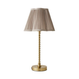 Valuelights Maeve Light Grey Pleat Faux Silk Scallop Shade Gold Bobbin Table Lamp With Bulb - thumbnail 2