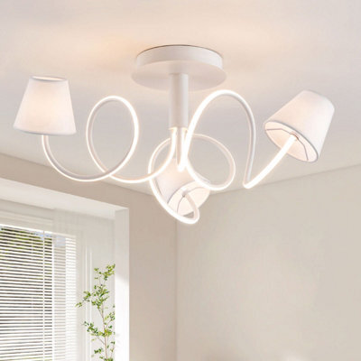Harper Living 3 Lights Led Chandelier Ceiling Light, 72Cm Large Semi Flush Mount Ceiling Lamp With 3 Fabric Shades, 32 W 2000Lm - image 1
