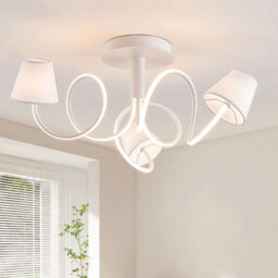 Harper Living 3 Lights Led Chandelier Ceiling Light, 72Cm Large Semi Flush Mount Ceiling Lamp With 3 Fabric Shades, 32 W 2000Lm - thumbnail 1