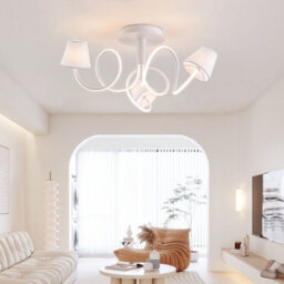 Harper Living 3 Lights Led Chandelier Ceiling Light, 72Cm Large Semi Flush Mount Ceiling Lamp With 3 Fabric Shades, 32 W 2000Lm - thumbnail 3