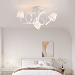 Harper Living 3 Lights Led Chandelier Ceiling Light, 72Cm Large Semi Flush Mount Ceiling Lamp With 3 Fabric Shades, 32 W 2000Lm - thumbnail 2