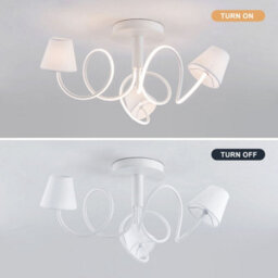 Harper Living 3 Lights Led Chandelier Ceiling Light, 72Cm Large Semi Flush Mount Ceiling Lamp With 3 Fabric Shades, 32 W 2000Lm - thumbnail 6