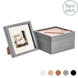 "Nicola Spring 8 X 8"" Photo Frames - Grey/ivory Mount - 3D Picture Frame Box Portrait Display Case (4 X 4"" Mount) Set Of 5" - thumbnail 1
