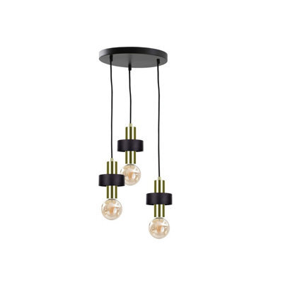 Luminosa Lighting Luminosa Unica Cluster Pendant Ceiling Light Black, Gold, 35Cm, 3X E27