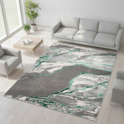 Smart Living Parma Modern Shimmer Rug - Soft Luxury For Living & Bedroom - Emerald - 60 X 110 Cm