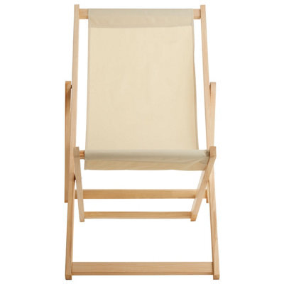 Orsina Sling Design Cream Deck Chair, Stylish Design Lawn Chair, Ethically Sourced Deck Chair, Garden Chair - image 1