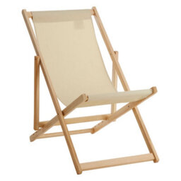 Orsina Sling Design Cream Deck Chair, Stylish Design Lawn Chair, Ethically Sourced Deck Chair, Garden Chair - thumbnail 2