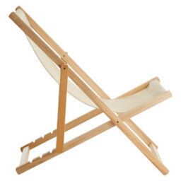 Orsina Sling Design Cream Deck Chair, Stylish Design Lawn Chair, Ethically Sourced Deck Chair, Garden Chair - thumbnail 3