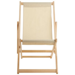 Orsina Sling Design Cream Deck Chair, Stylish Design Lawn Chair, Ethically Sourced Deck Chair, Garden Chair
