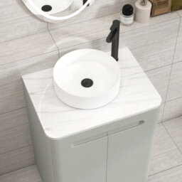 Royal Bathrooms Venice 600mm Dove Grey Freestanding Bathroom Countertop Vanity Unit 2 Door With Art Basin - thumbnail 6