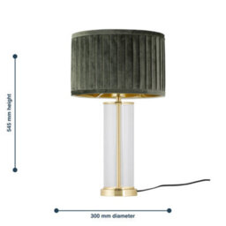 First Choice Lighting Aura - Satin Brass Table Lamp With Green Pleated Velvet Shade - thumbnail 8